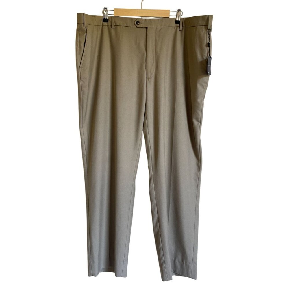 New! Joseph & Feiss Gold 46 x 30 Techno-Care Wool Blend Flat Front Khaki Pants M